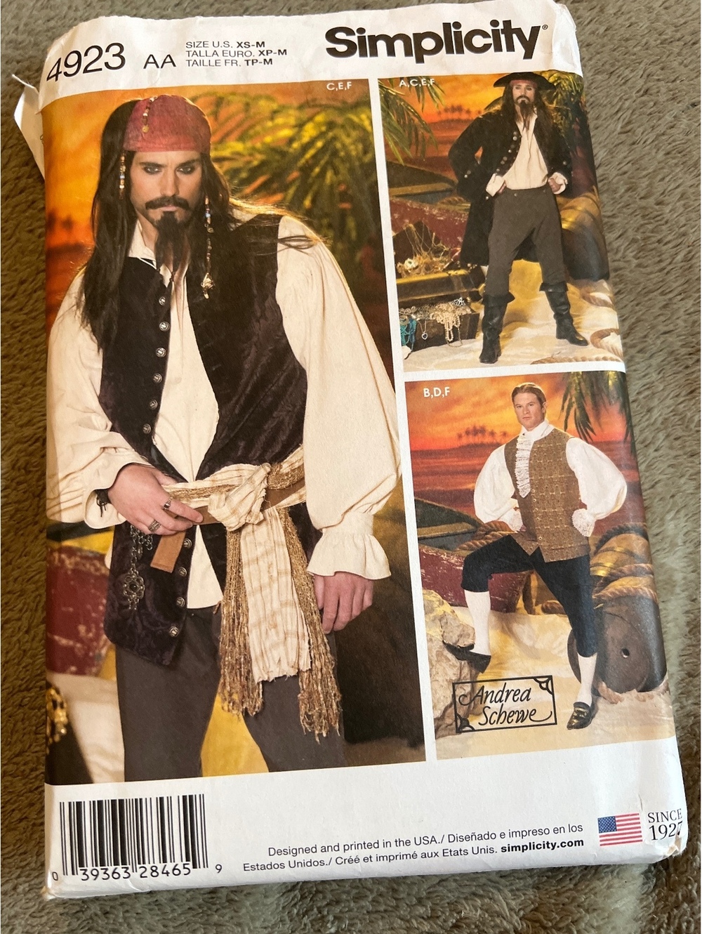 Simplicity 4923 Pirate Costume Sewing Pattern Size XS-M